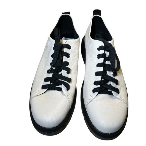 Ecco Nouvelle Lace Up Womens Sneakers Shoes Limestone Leather Size 41 US 10-10.5 - Picture 1 of 11